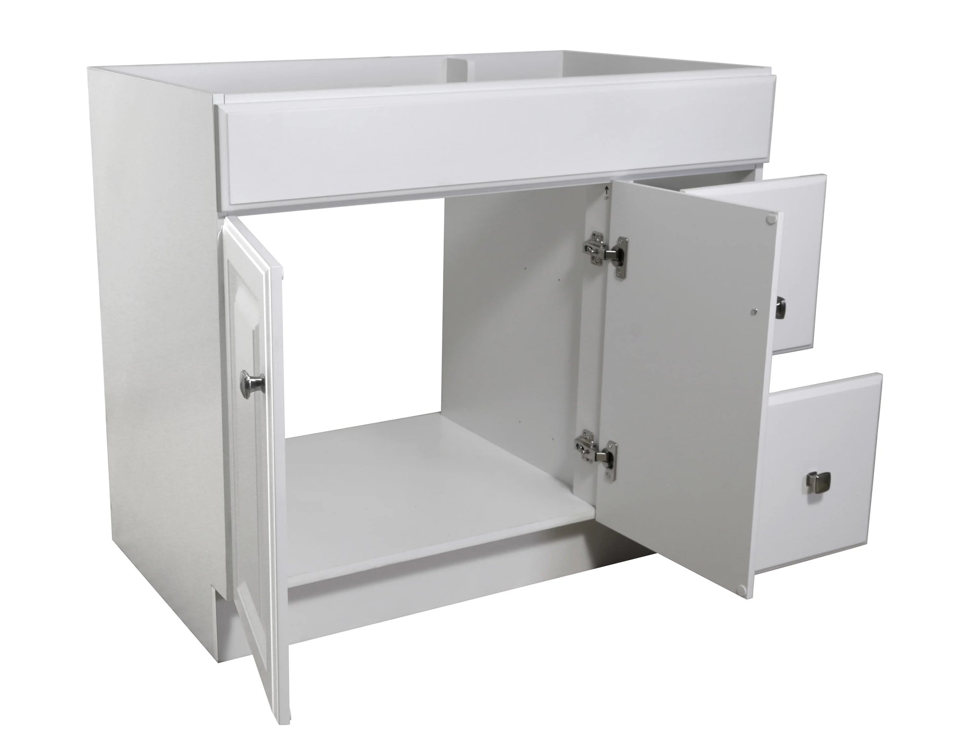 Design House Wyndham 36" Solid Wood Ready to Assemble 2-Door and 2-Drawer Bathroom Vanity Cabinet, White