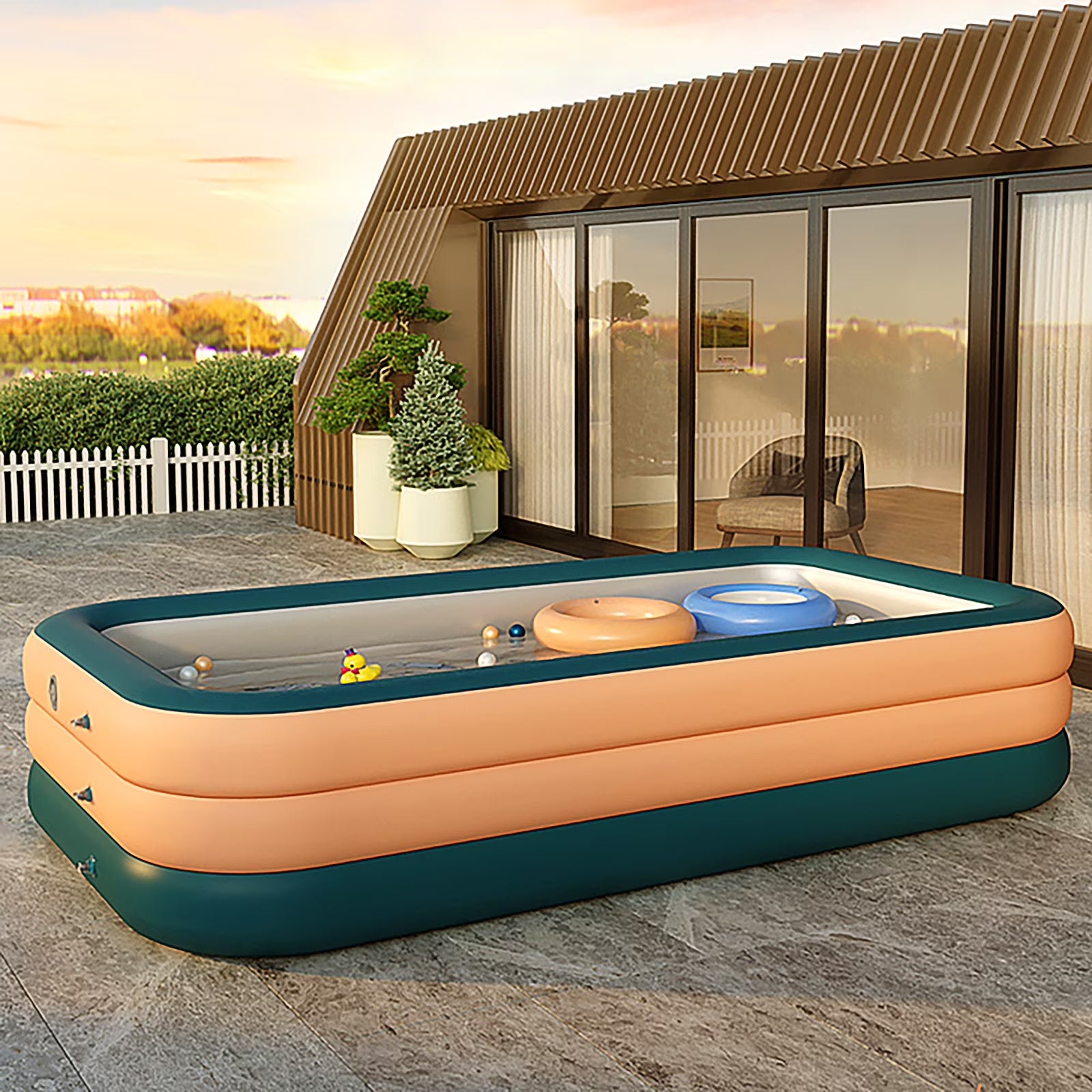 Family Inflatable Swimming Pool, Inflatable Pool for Baby, Kiddie, Kids, Adult, Outdoor, Garden, Backyard, Summer Water Party Inflatable Bathtub for Indoor or Outdoor