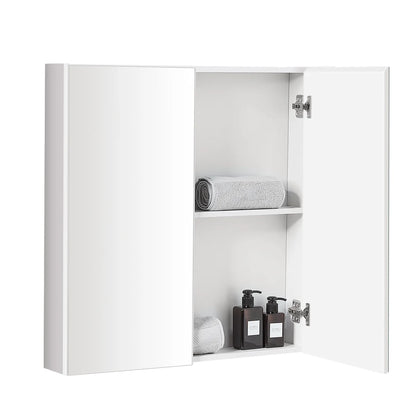 Costway Bathroom Cabinet Medicine Cabinet Wall Mount Double Door with Shelf and Mirror