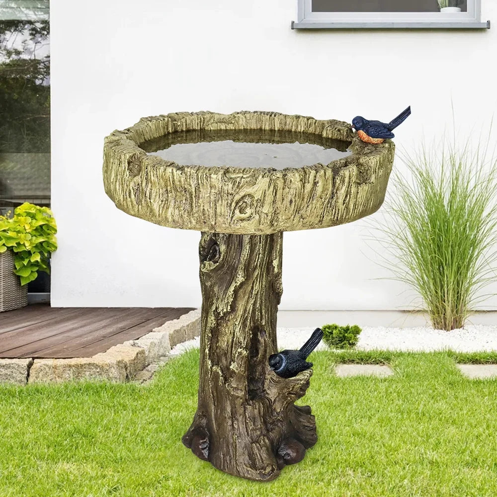 Trunk Shape Birdbaths for Outdoors, 18in Wide Garden Bird Bath Statues, Outdoor Decor for Garden, Patio, Yard, Deck