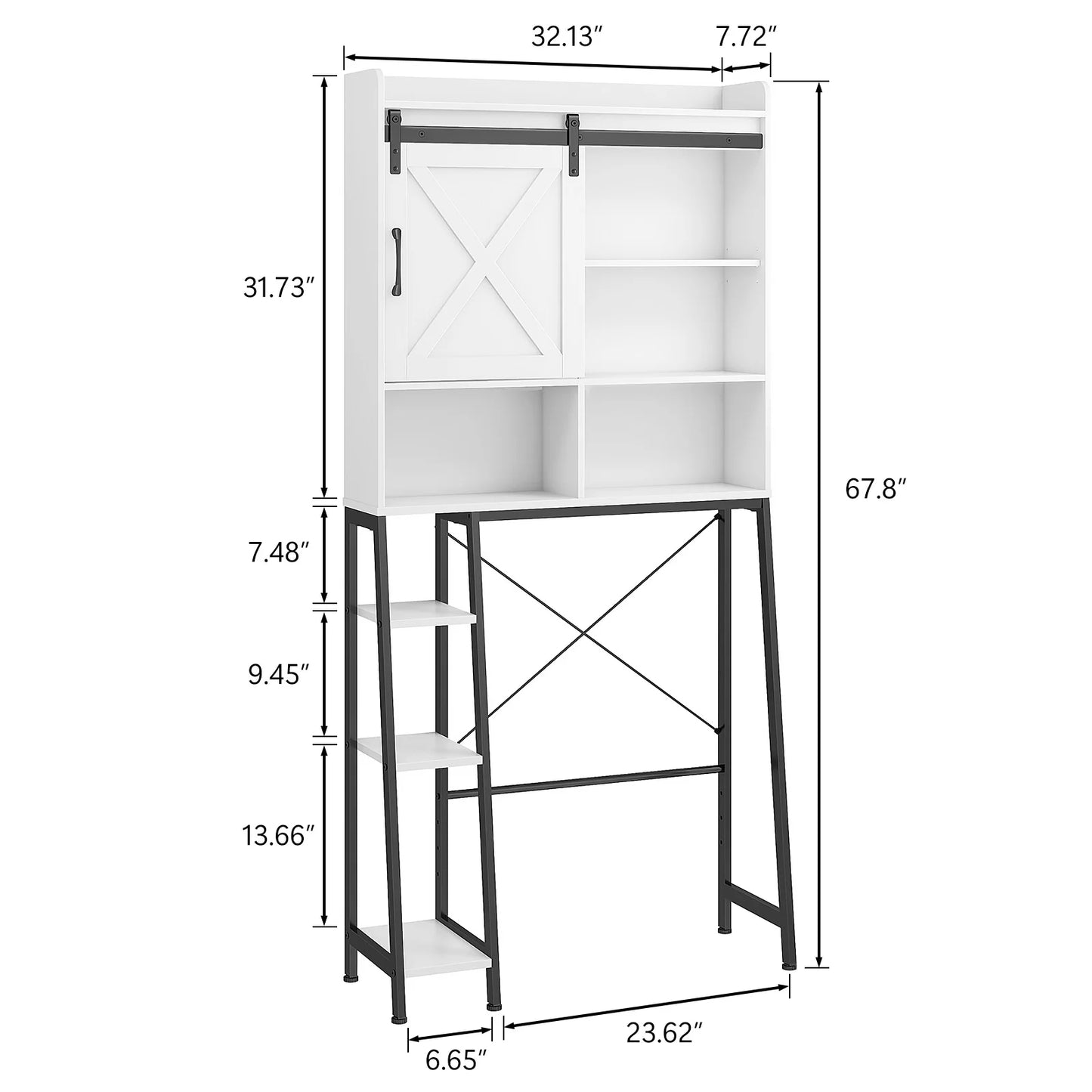 Vabches Over The Toilet Storage Cabinet with Sliding Door and Integrated Toilet Paper Holder, Ideal for Bathrooms, Restrooms, and Laundry Rooms.