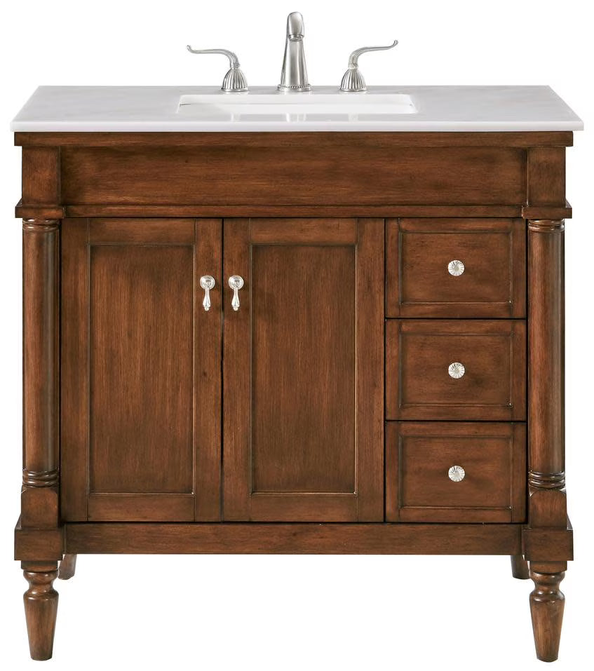 Elegant Decor Lexington 36" Solid Wood Single Bathroom Vanity in Blue