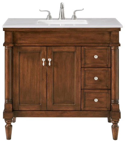 Elegant Decor Lexington 36" Solid Wood Single Bathroom Vanity in Blue