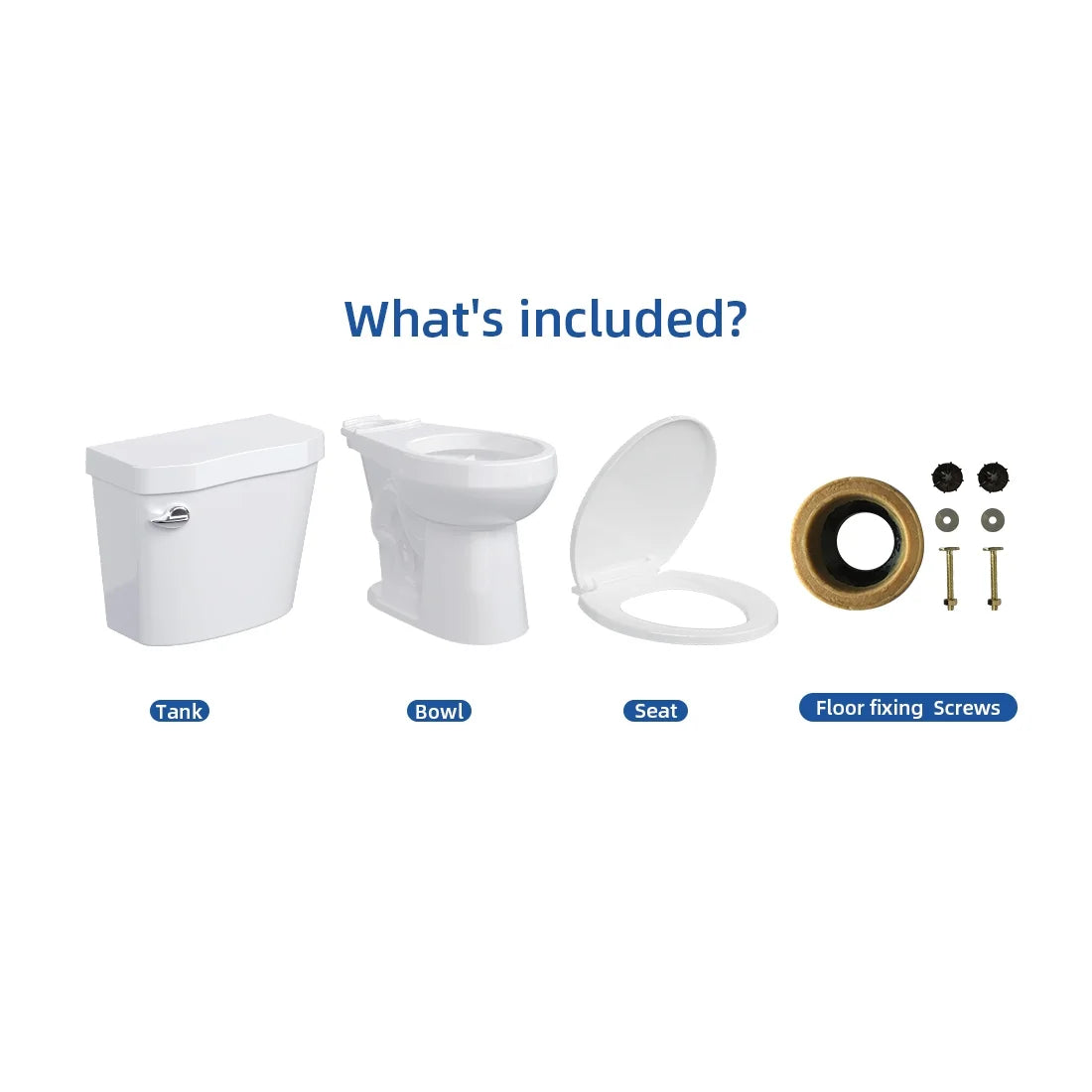 19" Toilet, Elongated Toilets for Bathrooms, Two-Piece Toilet with Soft Close Seat, 1.28 Siphonic Flush Toilet with Universal Height ADA Cotton White