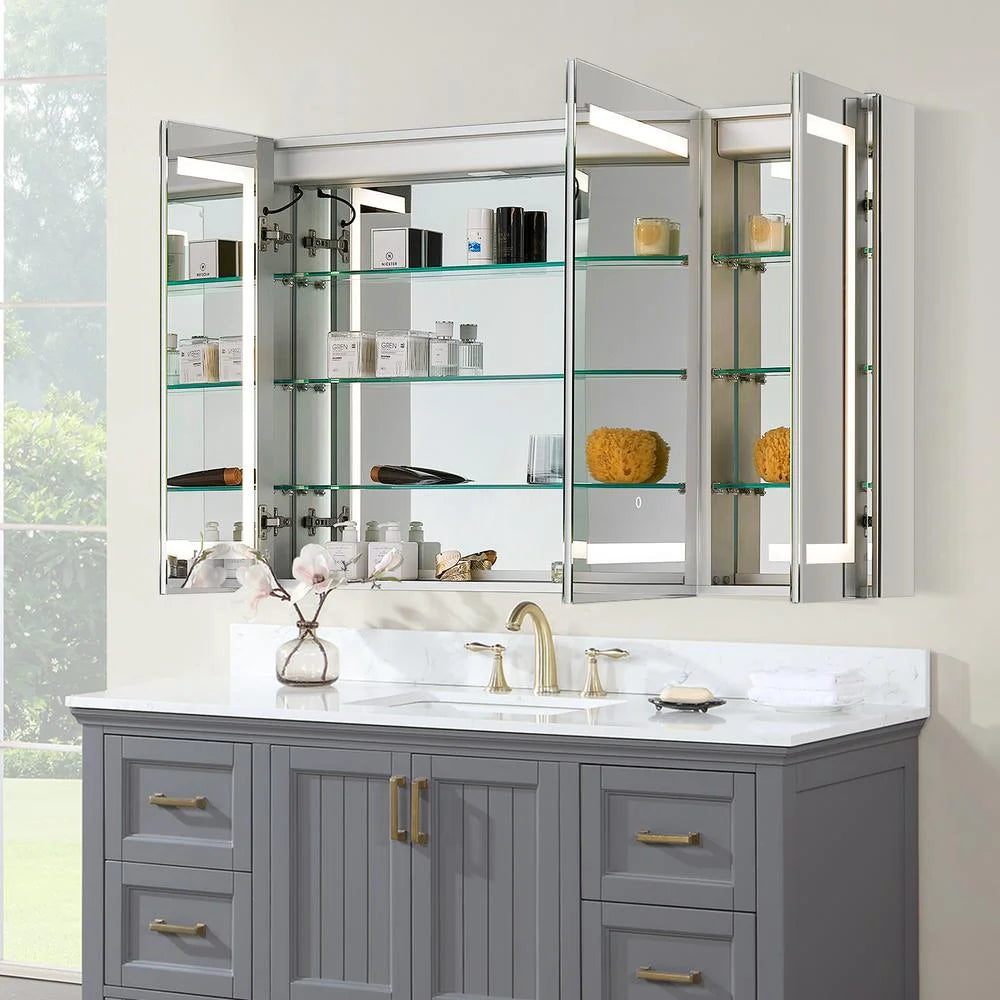 Bojano Rectangle 48" Frameless Surface-Mount/Recessed LED Lighted Bathroom Medicine Cabinet