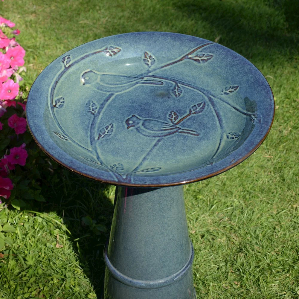 Hi-Line Gift Ltd. Ceramic Birdbath - Ocean Blue Serenity