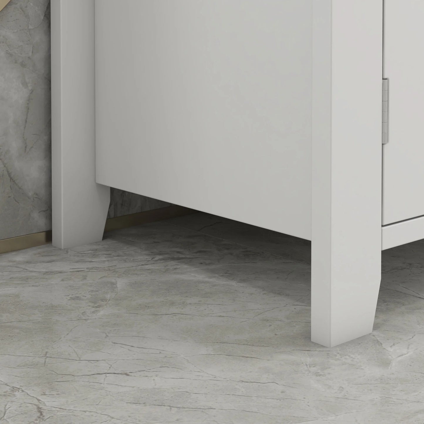 Kleankin Pedestal Sink Storage Cabinet, Under Sink Cabinet, Bathroom Vanity Cabinet with U-Shape and Adjustable Internal Shelf, White