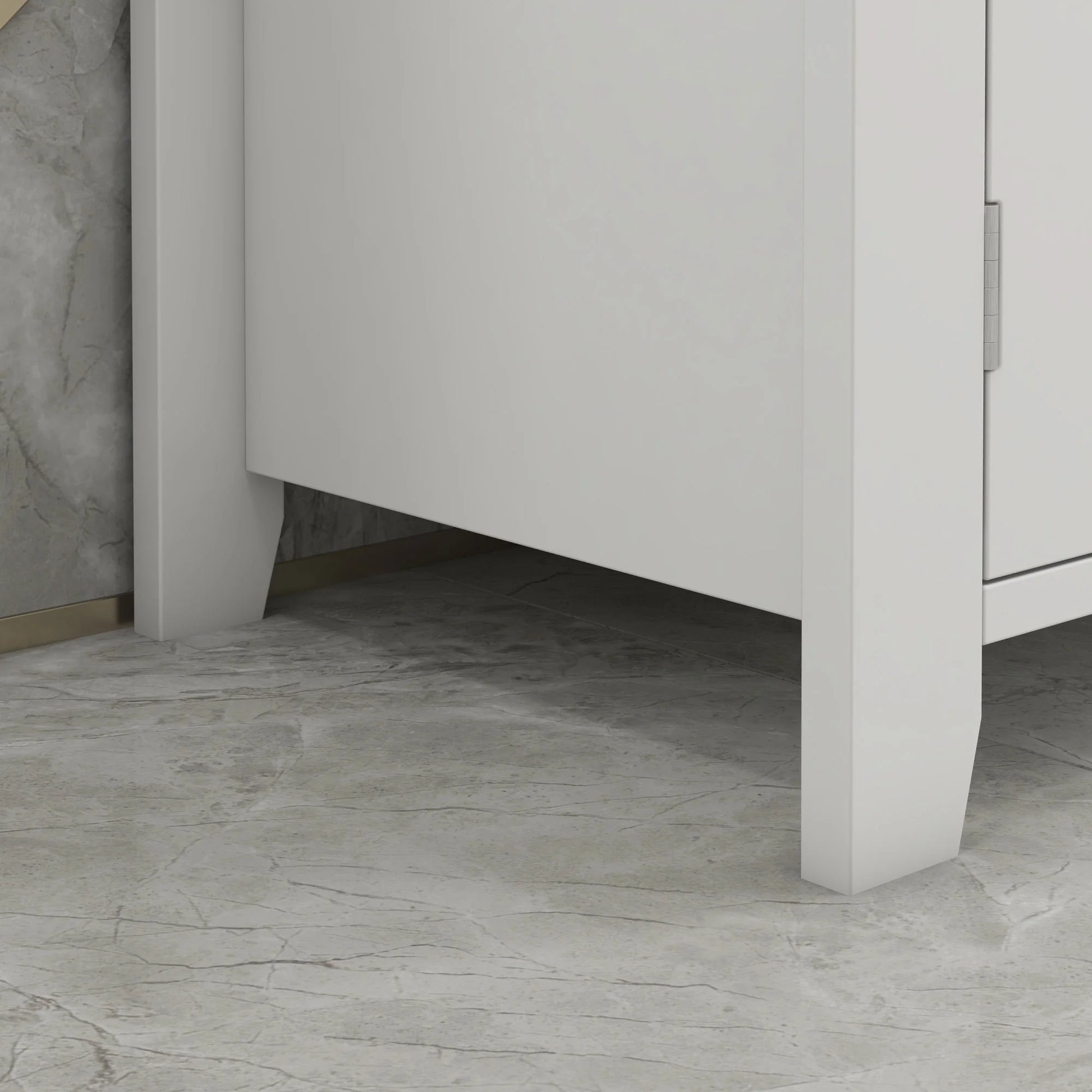 Kleankin Pedestal Sink Storage Cabinet, Under Sink Cabinet, Bathroom Vanity Cabinet with U-Shape and Adjustable Internal Shelf, White