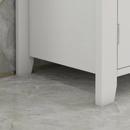 Kleankin Pedestal Sink Storage Cabinet, Under Sink Cabinet, Bathroom Vanity Cabinet with U-Shape and Adjustable Internal Shelf, White