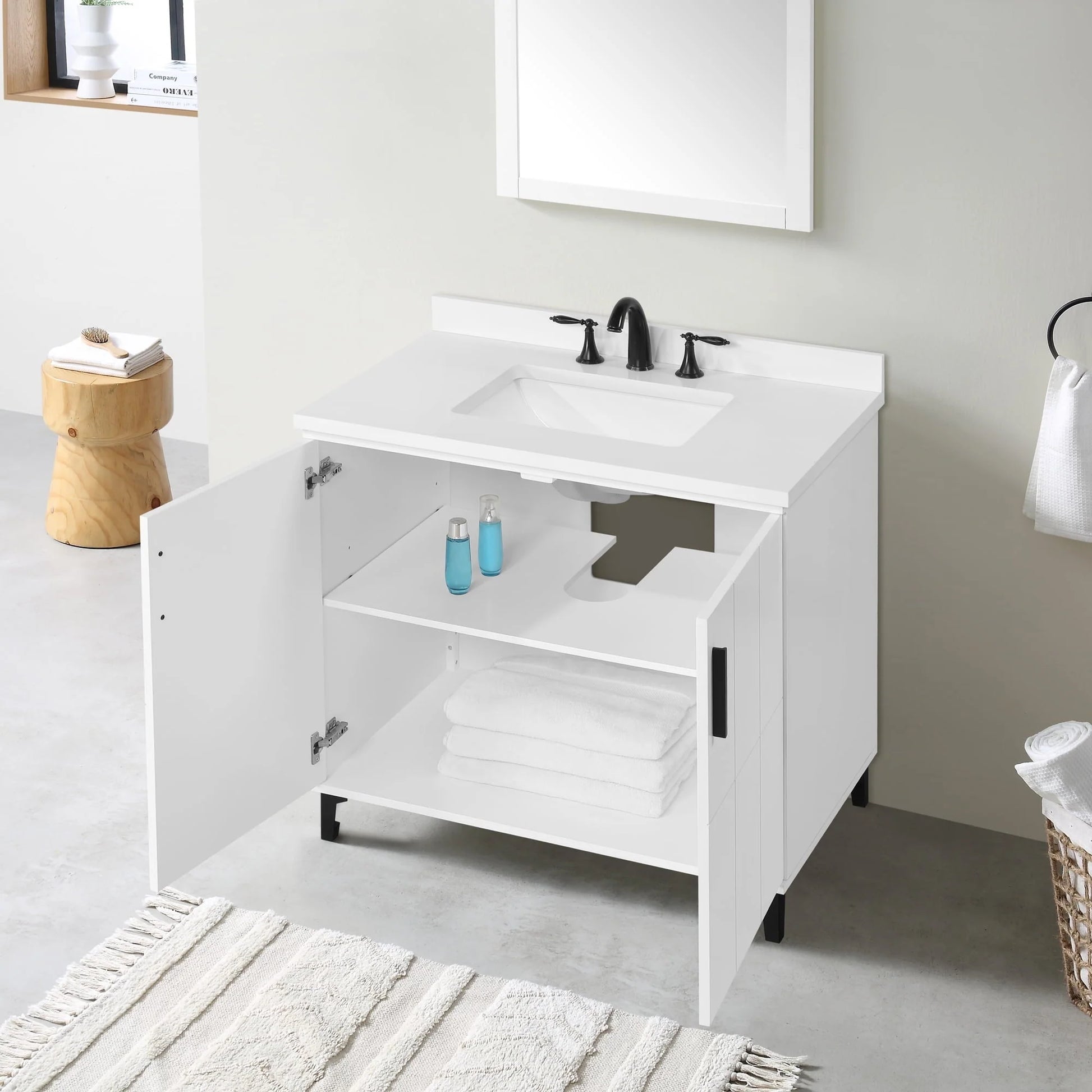 Ove Decors Zenia 36 in W x 22 in D Freestanding Bathroom Vanity with Sink, Matte White
