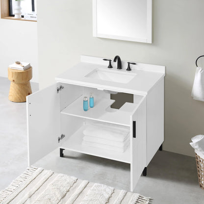 Ove Decors Zenia 36 in W x 22 in D Freestanding Bathroom Vanity with Sink, Matte White