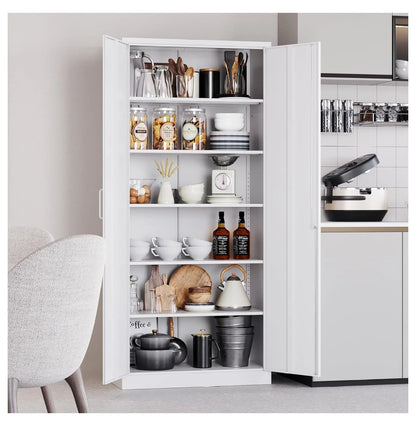 WDNMD9418 Storage Cabinet with Doors and Shelves,Display Cabinet with Glass Doors, Freestanding Kitchen Pantry Cabinet with Glass Doors and Shelves for Home Office, Pantry,Kitchen Bathroom
