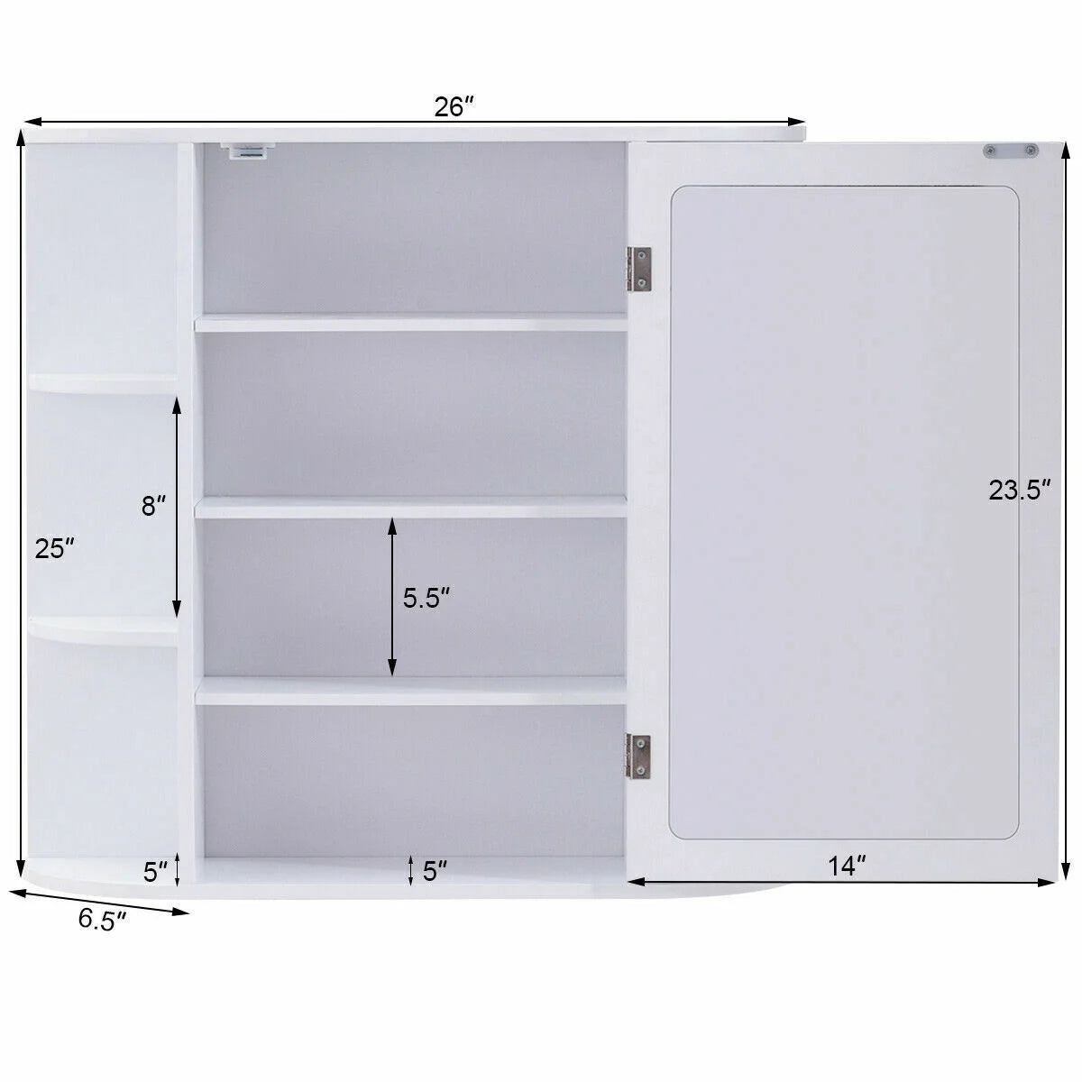 Giantex Bathroom Mirror Cabinet, Modern Wall Cabinet with Mirror, Medicine Cabinet with Mirror, Ideal for Bathroom, Dressing Room or Living Room, 26 x 6.5 x 25 inches (White)