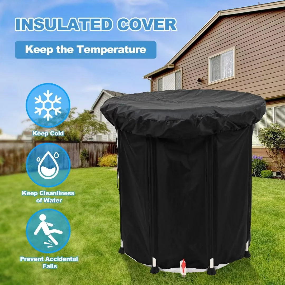 MOPHOTO Oversized Ice Bath Tub for Athletes, Inflatable Portable Bathtub Foldable Ice Bathtub, Large Outdoor Ice Bath with Lid, Cold Plunge Tub Freestanding Bathtubs for Adults, 34" x 30"