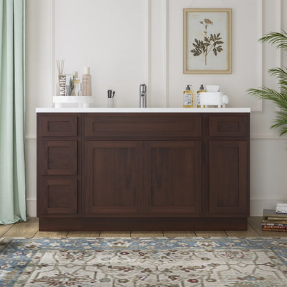 54 in. W x 21 in. D x 32.5 in. H Bath Vanity Cabinet without Top in White