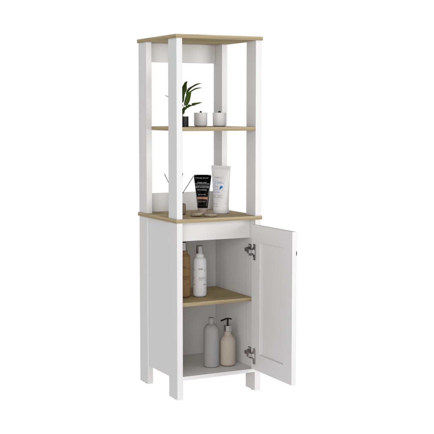 DUOSONG Medicine Cabinet Irvine, One External Shelf, Light Gray Finish Light Gray Particle Board Bath & Faucets Bathroom Storage