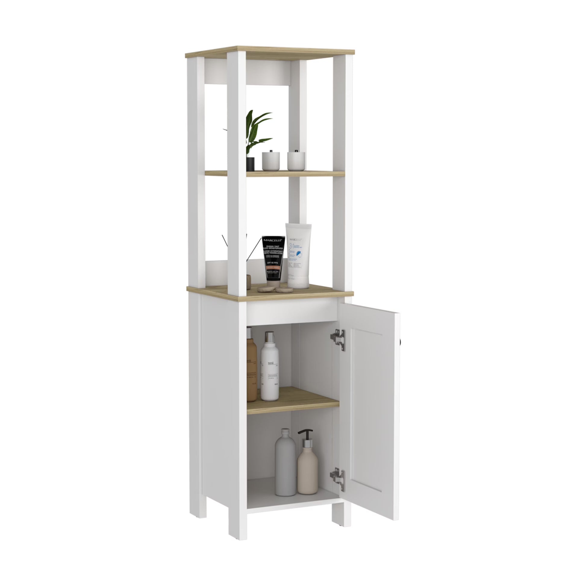 DUOSONG Medicine Cabinet Irvine, One External Shelf, Light Gray Finish Light Gray Particle Board Bath & Faucets Bathroom Storage