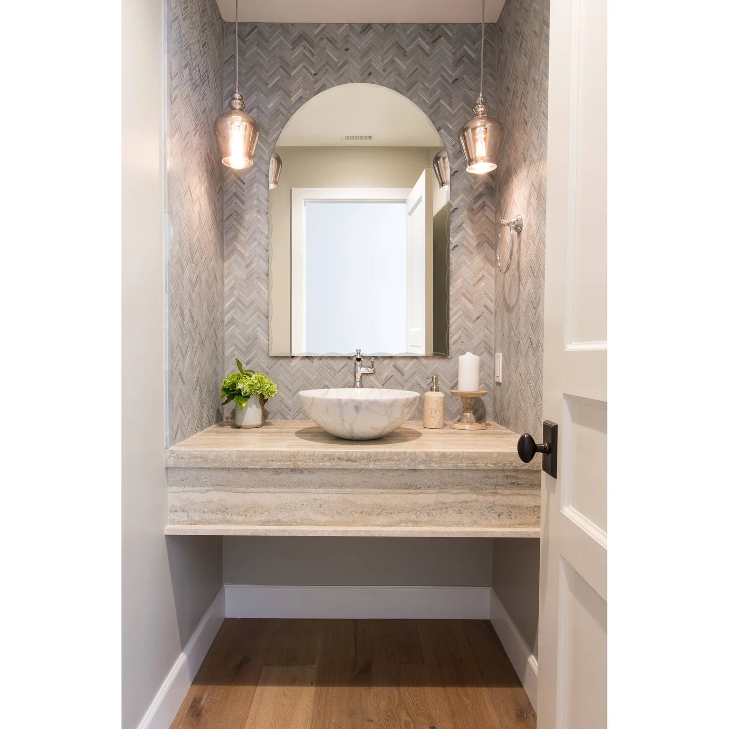 Decor Wonderland Rita Arch Modern Frameless Bathroom Vanity Mirror 39.5" W x 31.5" T