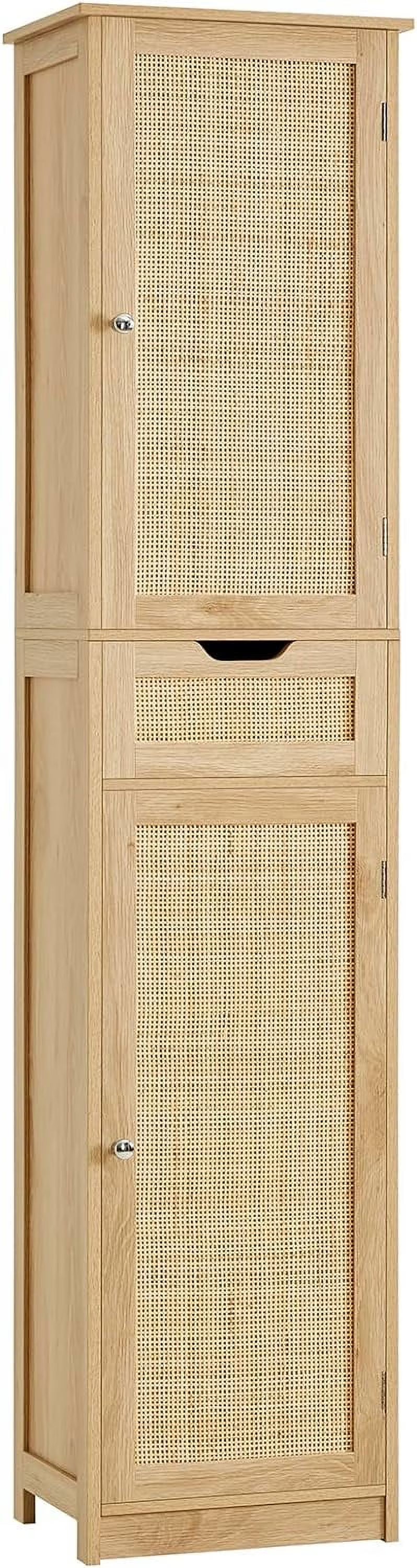 67" Tall Storage Cabinet, Bathroom Cabinet with Drawer & Adjustable Shelves, Narrow Storage Cabinet, Floor Cabinet for Living Room, Home Office, Rustic Oak