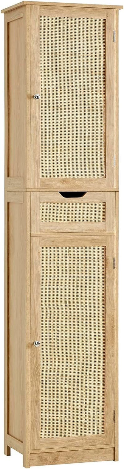 67" Tall Storage Cabinet, Bathroom Cabinet with Drawer & Adjustable Shelves, Narrow Storage Cabinet, Floor Cabinet for Living Room, Home Office, Rustic Oak