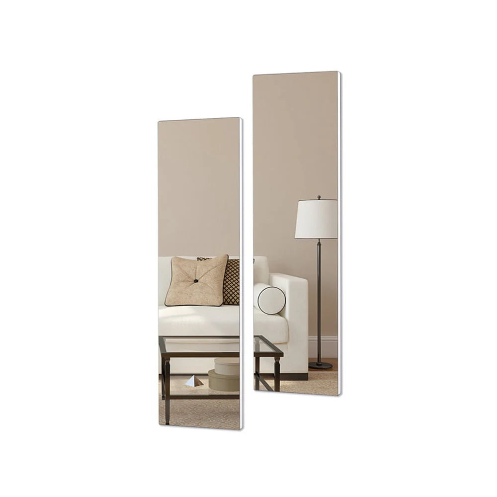 Organizedlife Decor Wall Mirror Frameless Mirror,2-Piece Set Free Combination Hanging Floor Mirrors Living Room Bathroom