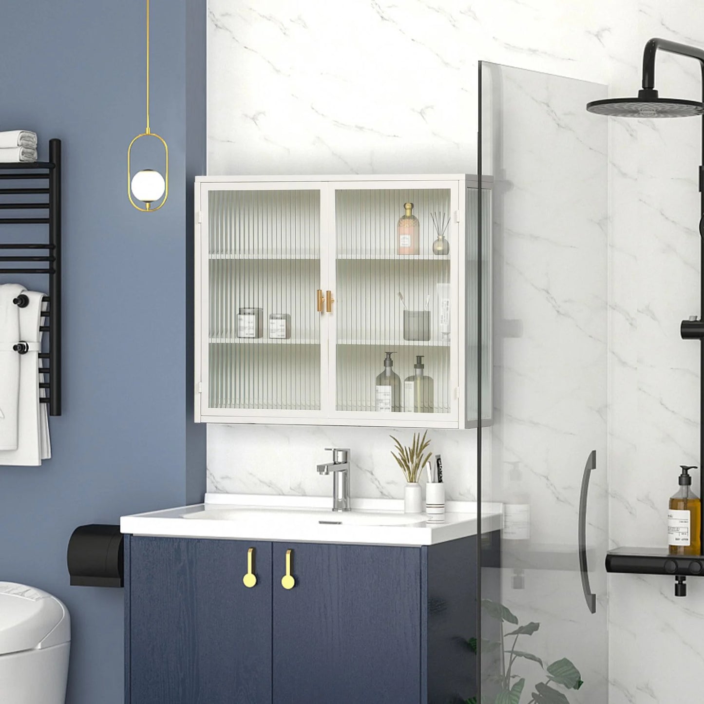 GymChoice Bathroom Wall Cabinet, White, 9.06''