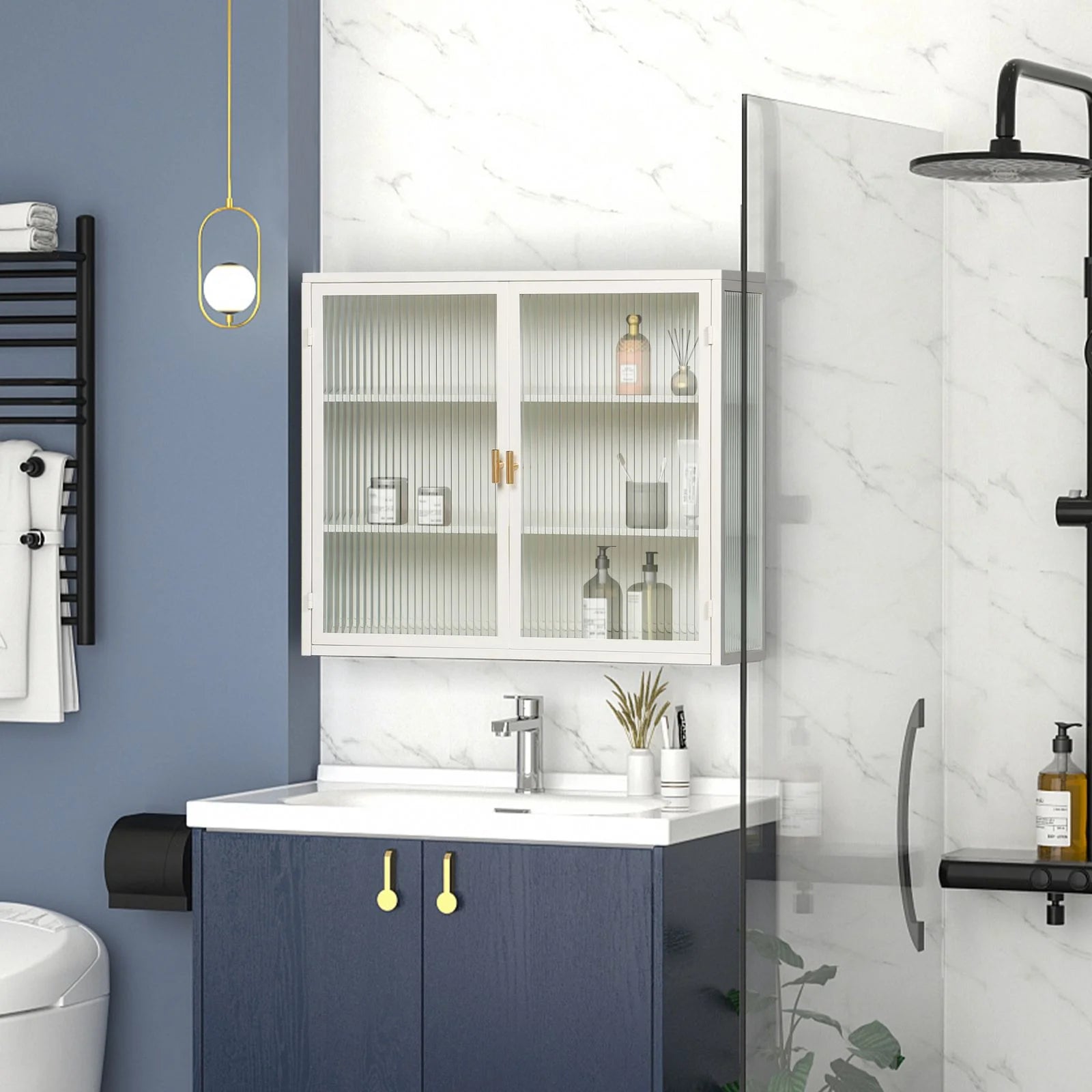 GymChoice Bathroom Wall Cabinet, White, 9.06''