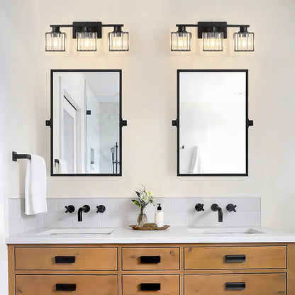 Deyidn Modern Bathroom Vanity Light 3-Lights Modern Black Gold Brushed Brass Finish Crystal Bathroom Wall Light Bathroom Vanity Light Fixtures