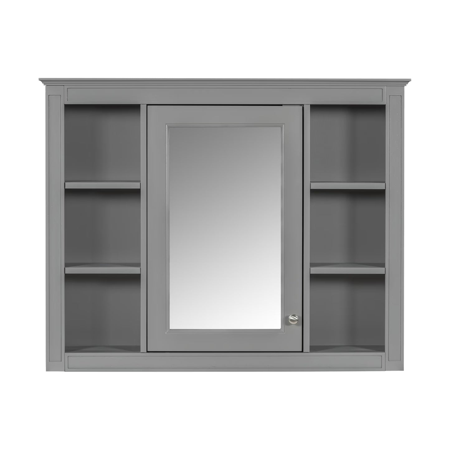 Furvclv Bathroom Wall Mirror Cabinet Modern Wall Mounted Cabinet Storage Organizer With Single Mirror Door 6 Open Shelves
