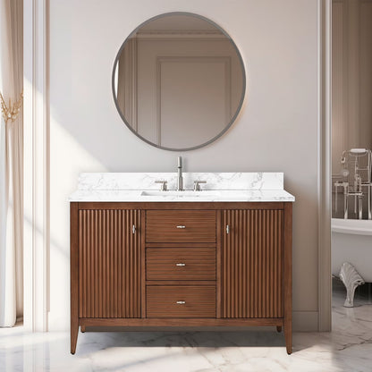 Vanity Art 48" Single Sink Bathroom Vanity Cabinet with Ceramic Countertop