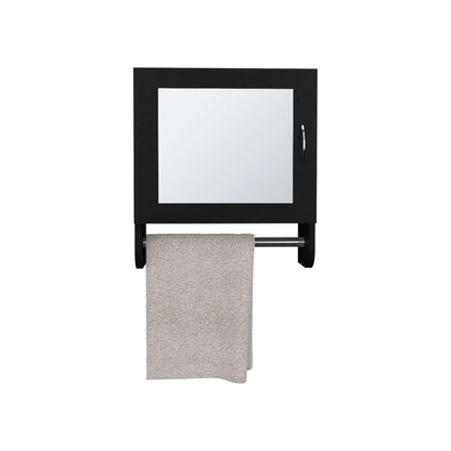 Medicine Cabinet 19.70" H,With 1 Door,2 Shelves,1 Mirror,Black,Black Engineered Wood Bath Faucets Bathroom Storage
