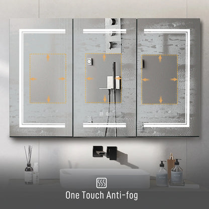 Ktaxon 48"x28" LED Bathroom Mirror Cabinet with Lights, Wall-Mounted Medicine w/ Defogger, Dimmable, Memory function, Outlets & USB, White